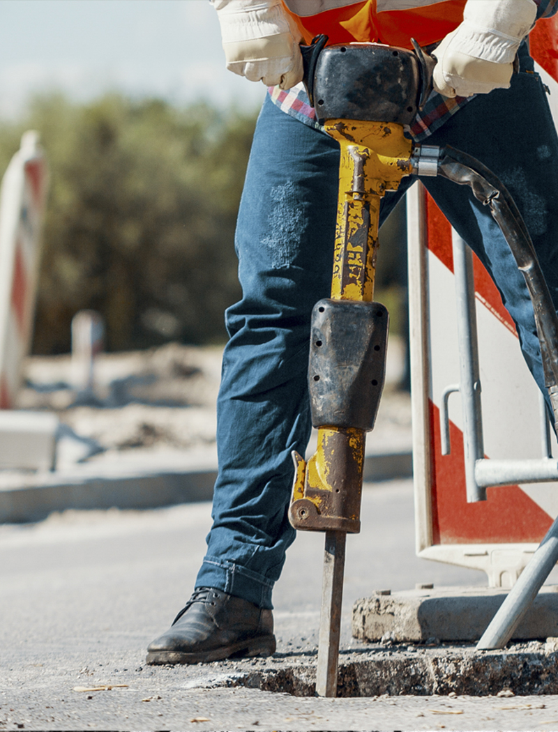 Worker with jackhammer