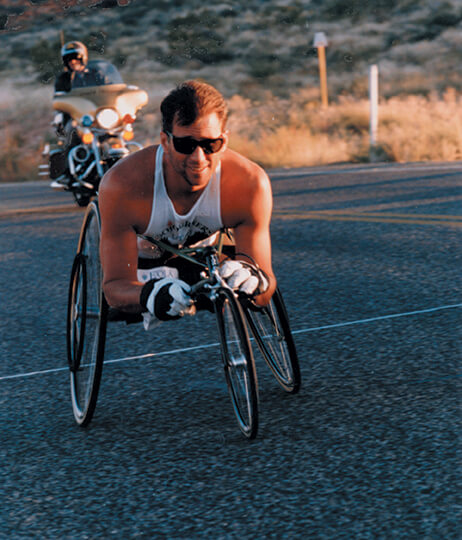 Curt Brinkman competing in wheelchair marathon