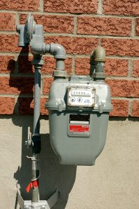 Gas meter on side of building