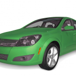 Bright green compact hybrid car